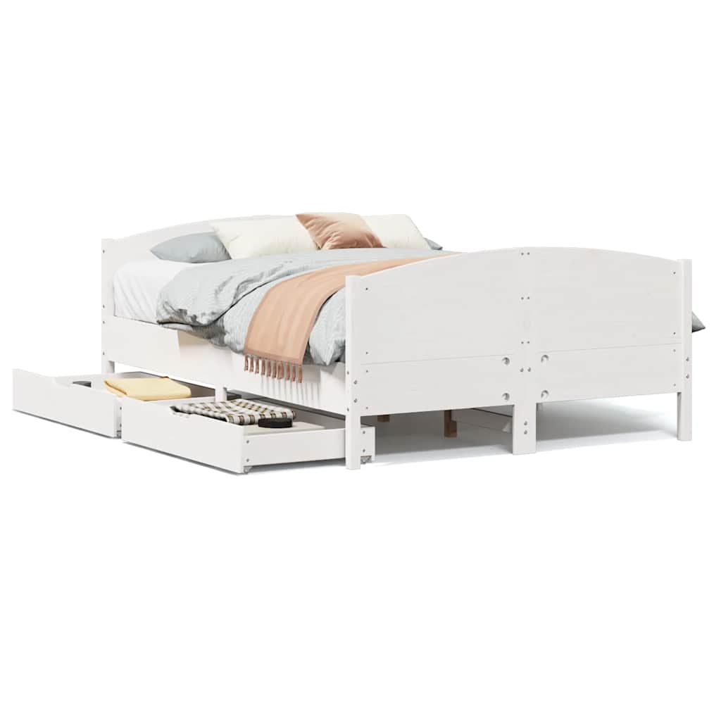 Letto senza Materasso Bianco 120x190 cm Legno Massello di Pino | homemem39