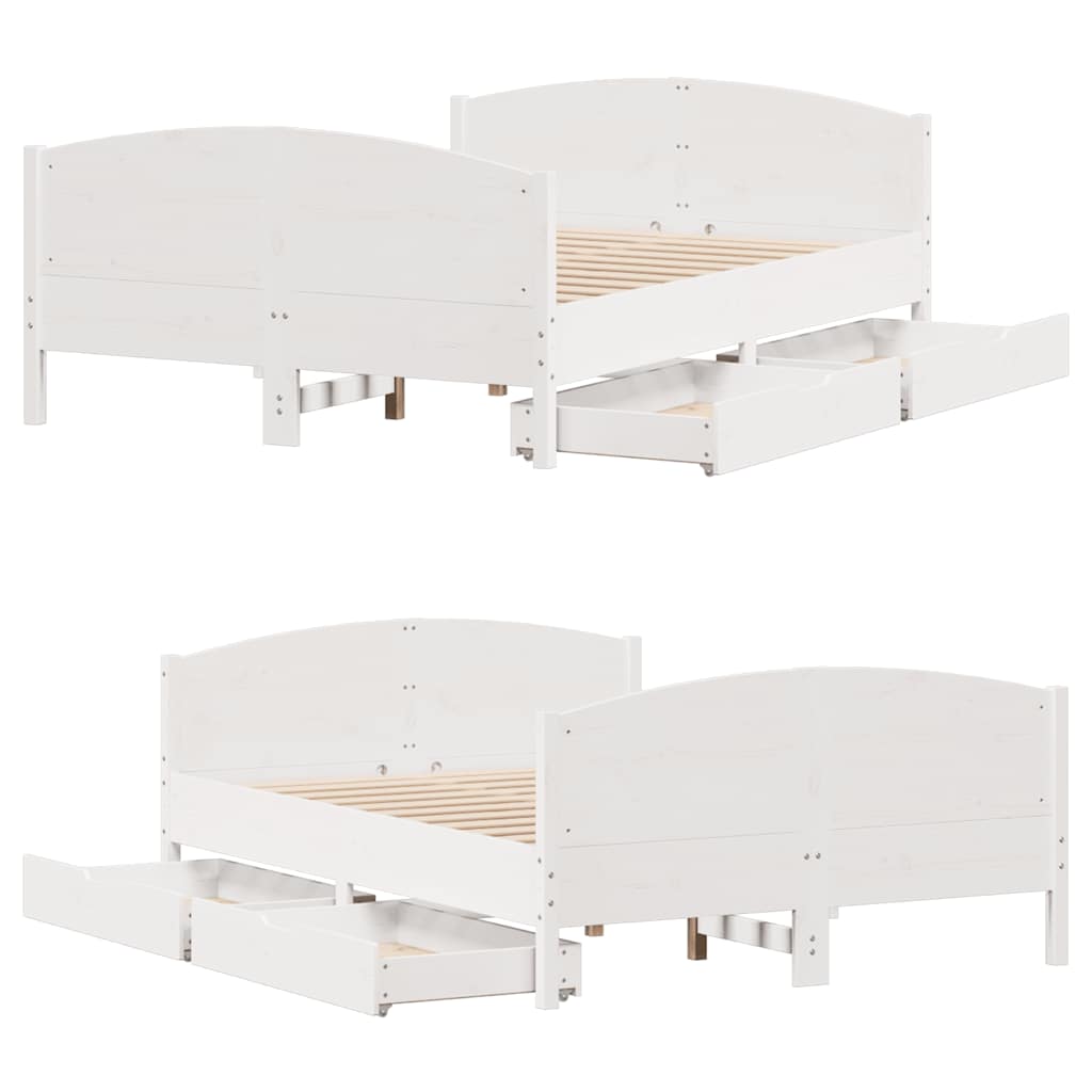 Letto senza Materasso Bianco 120x190 cm Legno Massello di Pino | homemem39