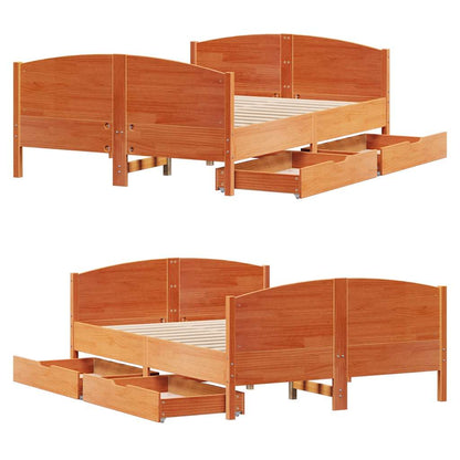Letto senza Materasso Marrone Cera 120x190 cm in Legno di Pino | homemem39