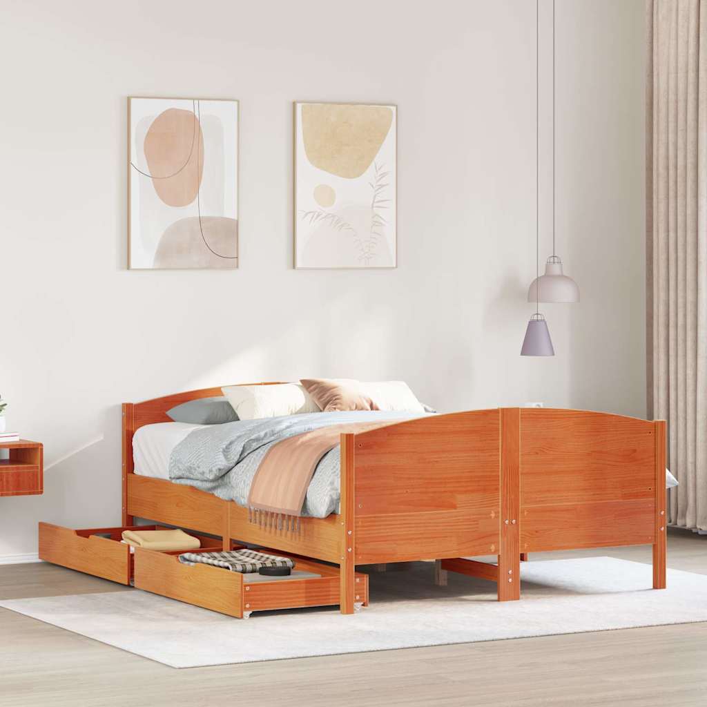 Letto senza Materasso Marrone Cera 120x190 cm in Legno di Pino | homemem39