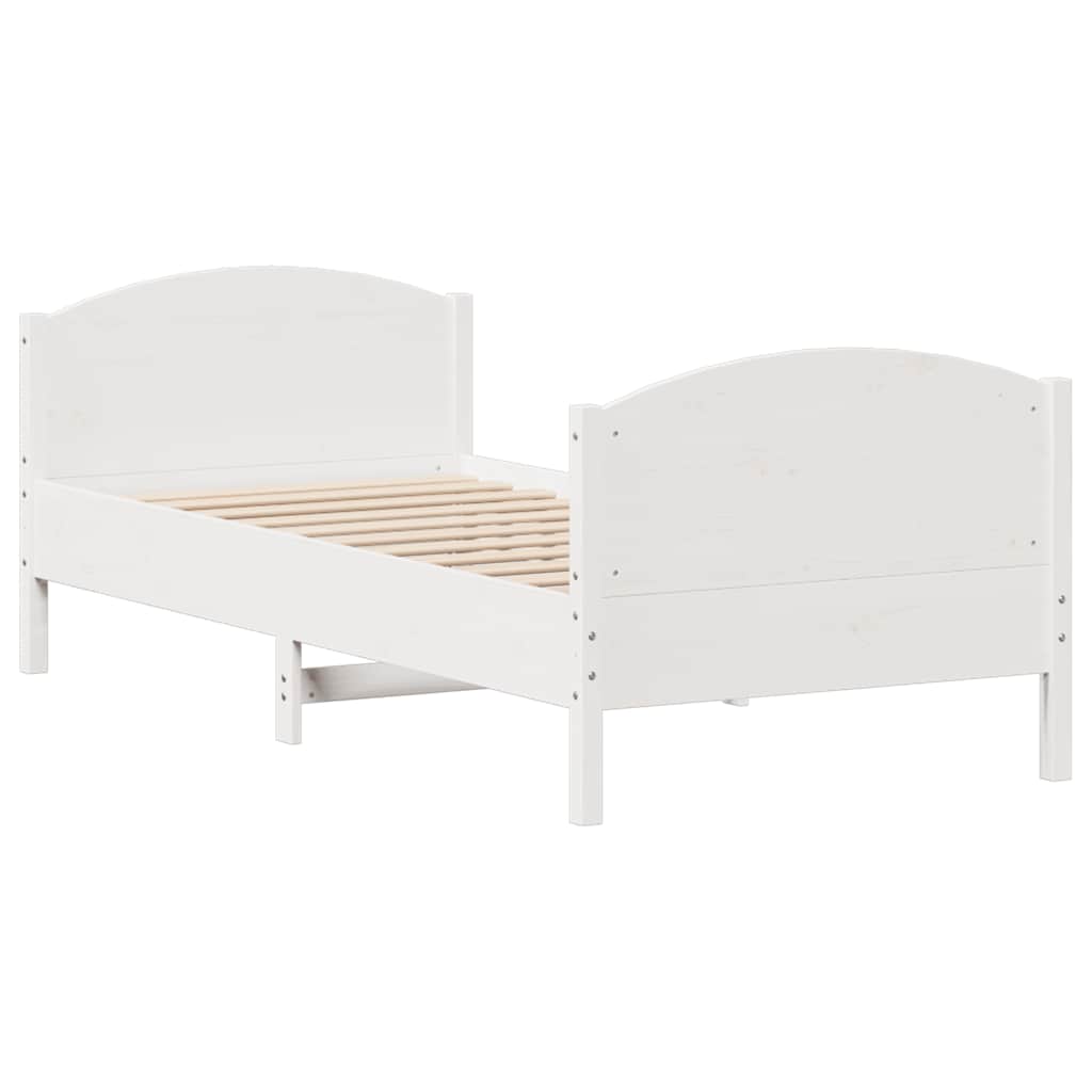 Letto senza Materasso Bianco 90x200 cm Legno Massello di Pino
