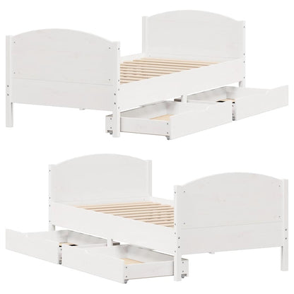 Letto senza Materasso Bianco 90x200 cm Legno Massello di Pino