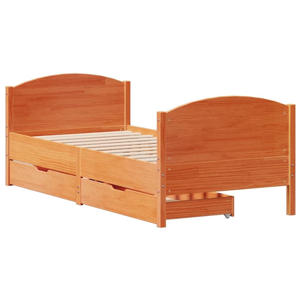 Letto senza Materasso Marrone Cera 90x200 cm Legno di Pino