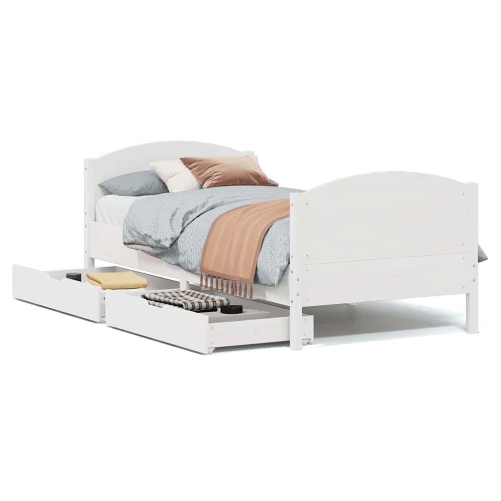 Letto senza Materasso Bianco 90x190 cm in Legno Massello Pino