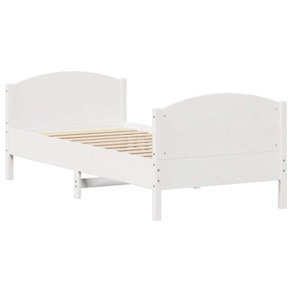 Letto senza Materasso Bianco 90x190 cm in Legno Massello Pino