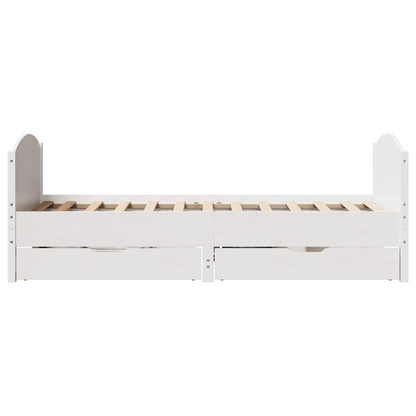 Letto senza Materasso Bianco 90x190 cm in Legno Massello Pino