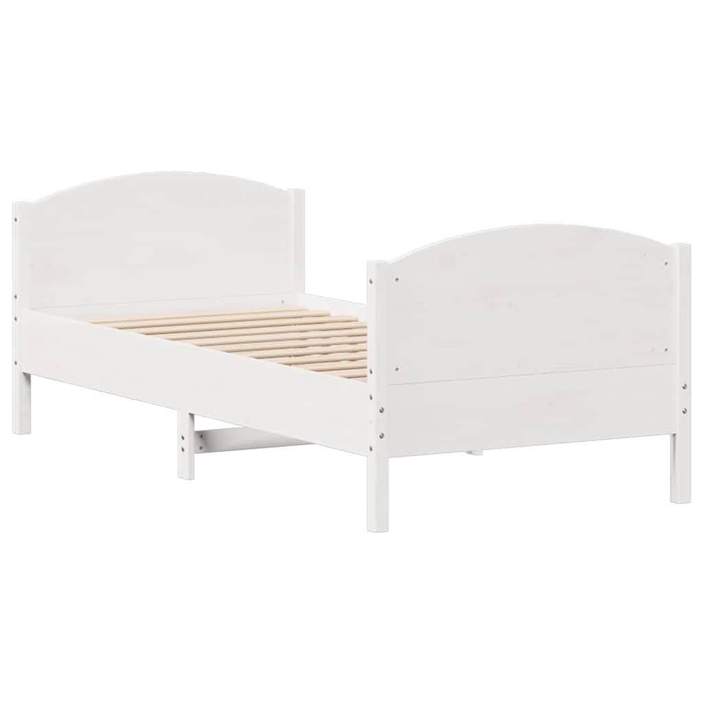 Letto senza Materasso Bianco 90x190 cm in Legno Massello Pino