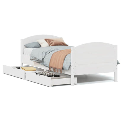 Letto senza Materasso Bianco 75x190 in Legno Massello di Pino - homemem39