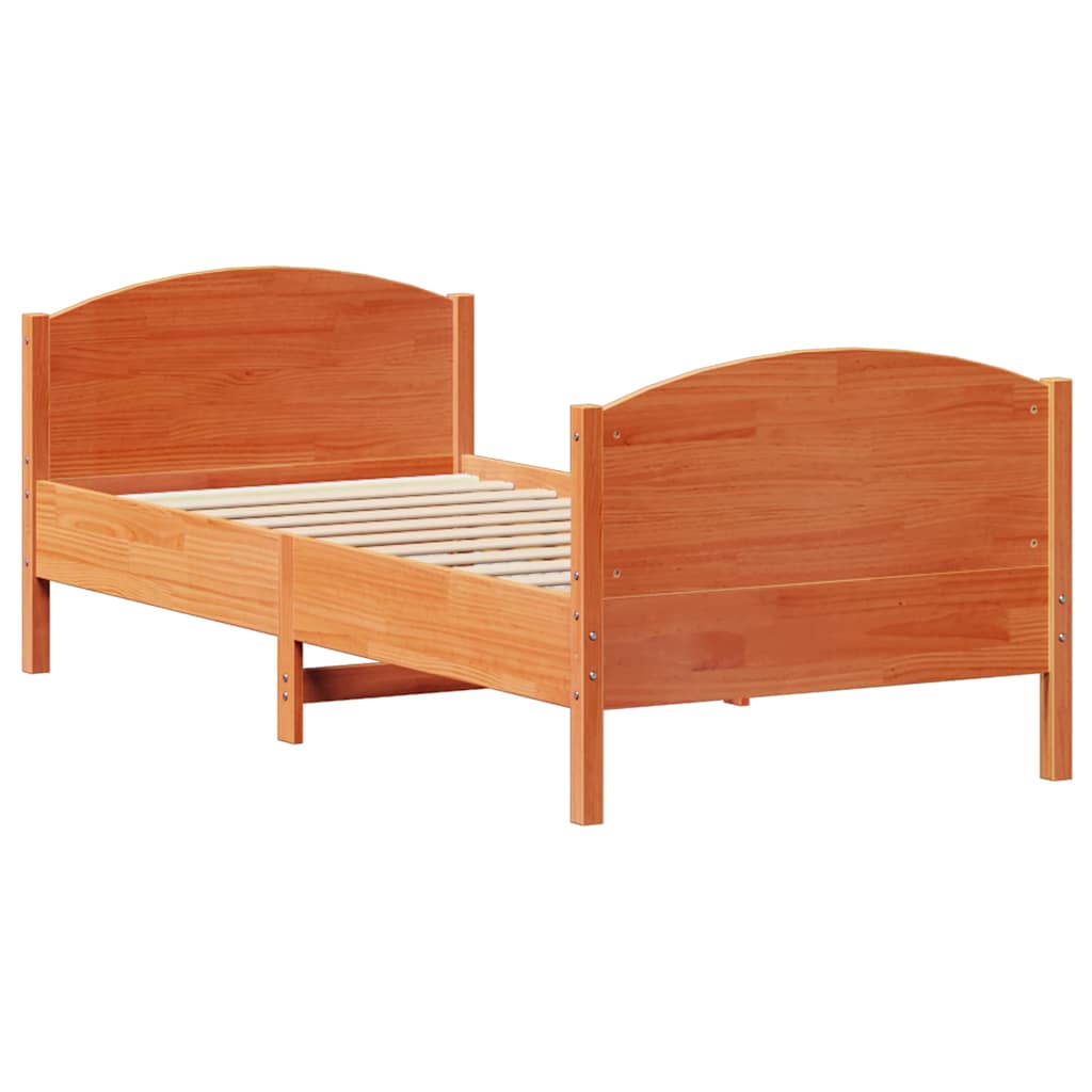 Letto senza Materasso Marrone Cera 75x190 cm in Legno di Pino | homemem39