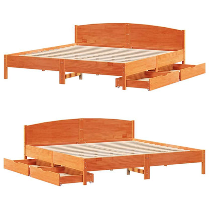 Letto senza Materasso Marrone Cera 200x200 cm in Legno di Pino