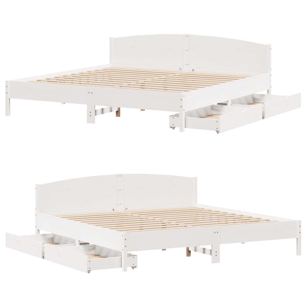 Letto senza Materasso Bianco 180x200 cm Legno Massello di Pino | homemem39