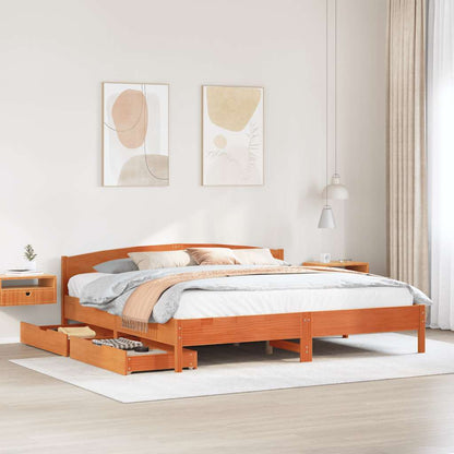 Letto senza Materasso Marrone Cera 180x200 cm in Legno di Pino
