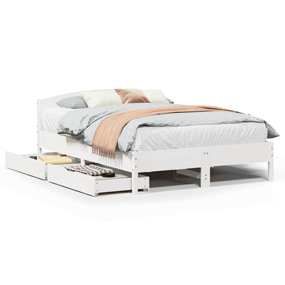 Letto senza Materasso Bianco 160x200 cm Legno Massello di Pino - homemem39