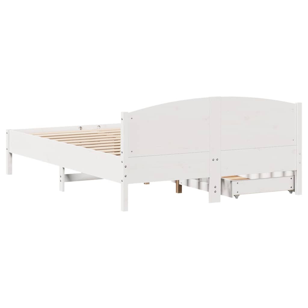 Letto senza Materasso Bianco 150x200 cm Legno Massello di Pino | homemem39