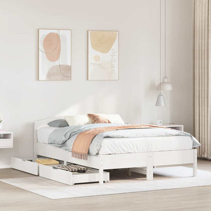 Letto senza Materasso Bianco 150x200 cm Legno Massello di Pino | homemem39