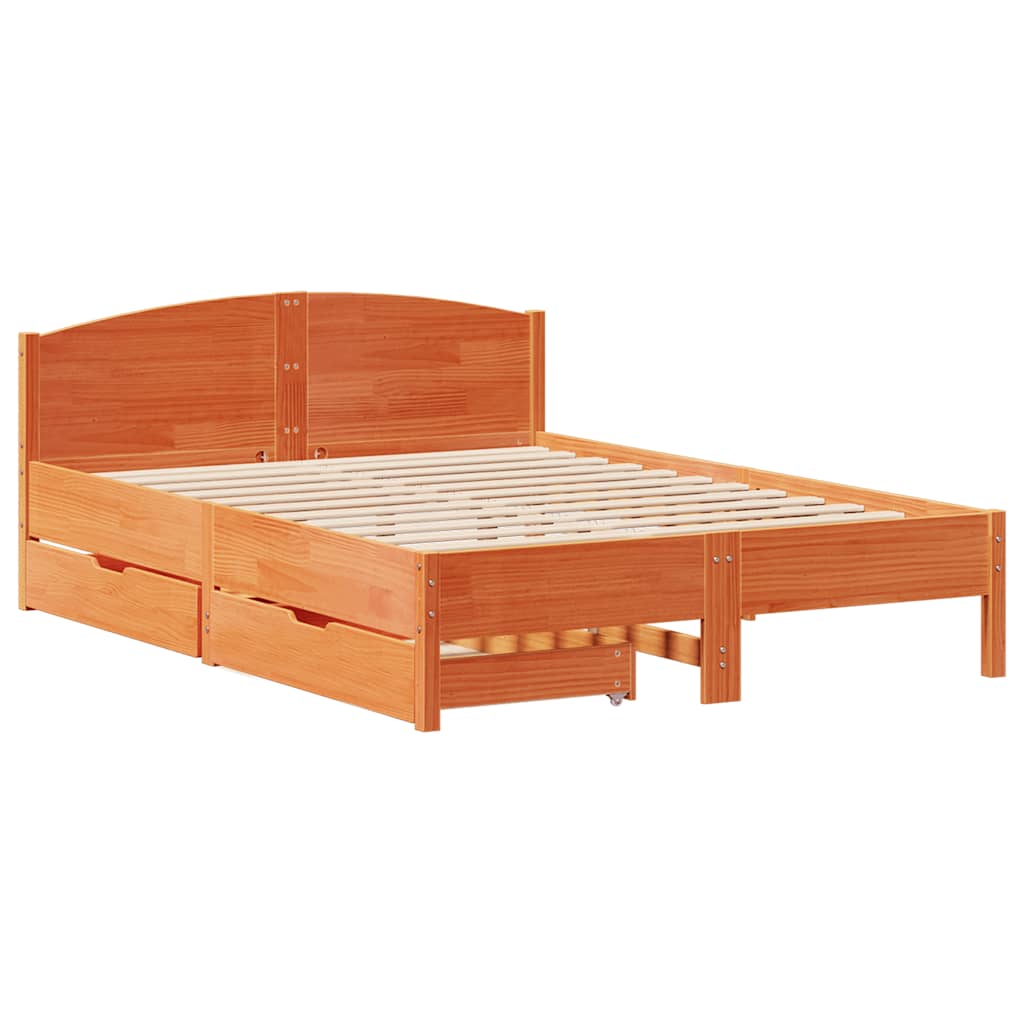 Letto senza Materasso Marrone Cera 120x200 cm in Legno di Pino