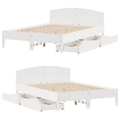 Letto senza Materasso Bianco 140x190 cm Legno Massello di Pino - homemem39