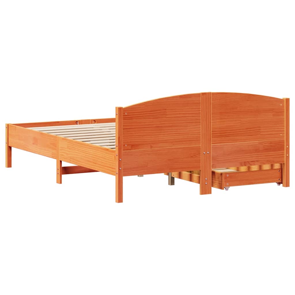 Letto senza Materasso Marrone Cera 140x190 cm in Legno di Pino | homemem39