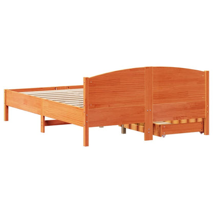 Letto senza Materasso Marrone Cera 140x190 cm in Legno di Pino | homemem39