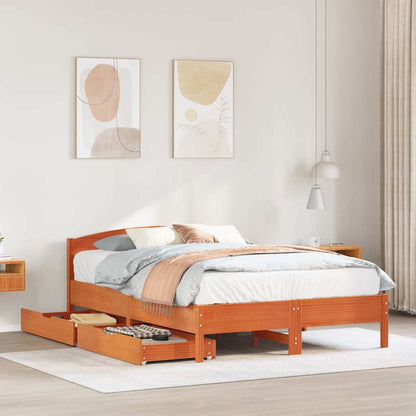Letto senza Materasso Marrone Cera 140x190 cm in Legno di Pino | homemem39