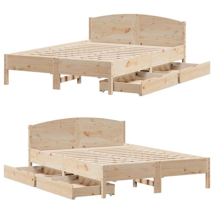 Letto senza Materasso 135x190 cm in Legno Massello di Pino