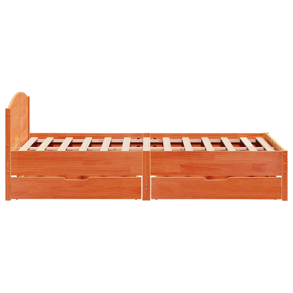 Letto senza Materasso Marrone Cera 135x190 cm in Legno di Pino | homemem39