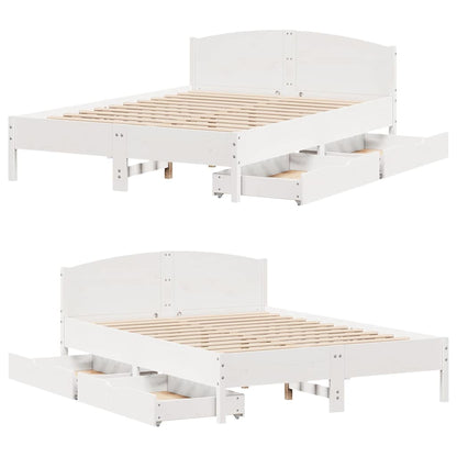 Letto senza Materasso Bianco 120x190 cm Legno Massello di Pino