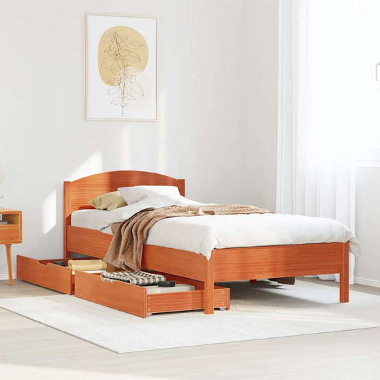 Letto senza Materasso Marrone Cera 100x200 cm in Legno di Pino | homemem39
