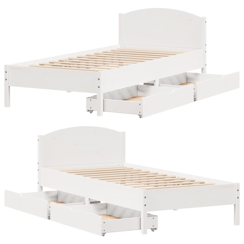 Letto senza Materasso Bianco 90x200 cm Legno Massello di Pino - homemem39
