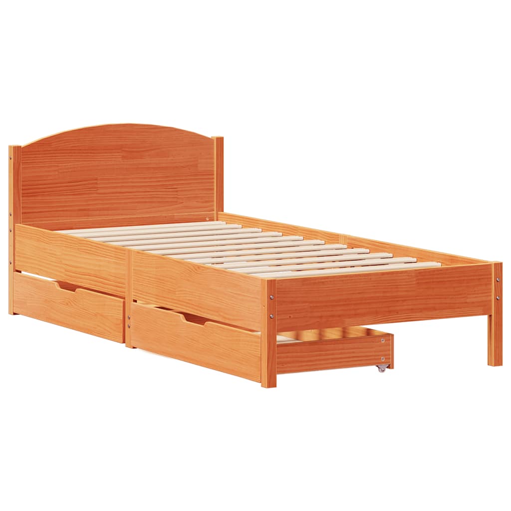 Letto senza Materasso Marrone Cera 90x190 cm in Legno di Pino | homemem39