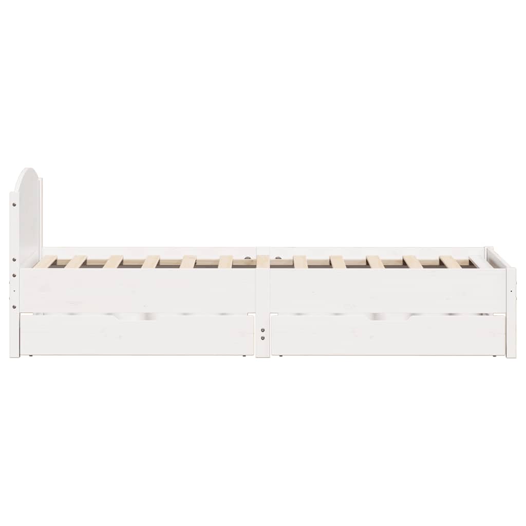 Letto senza Materasso Bianco 75x190 in Legno Massello di Pino | homemem39