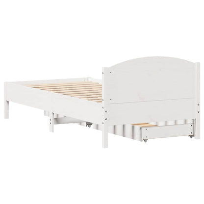 Letto senza Materasso Bianco 75x190 in Legno Massello di Pino | homemem39