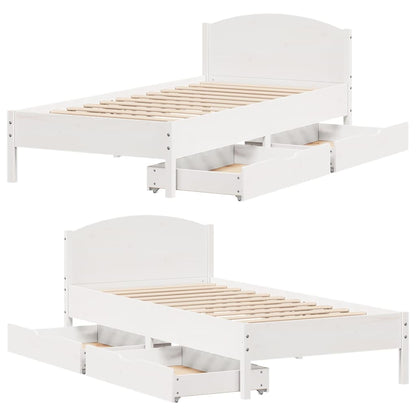 Letto senza Materasso Bianco 75x190 in Legno Massello di Pino | homemem39