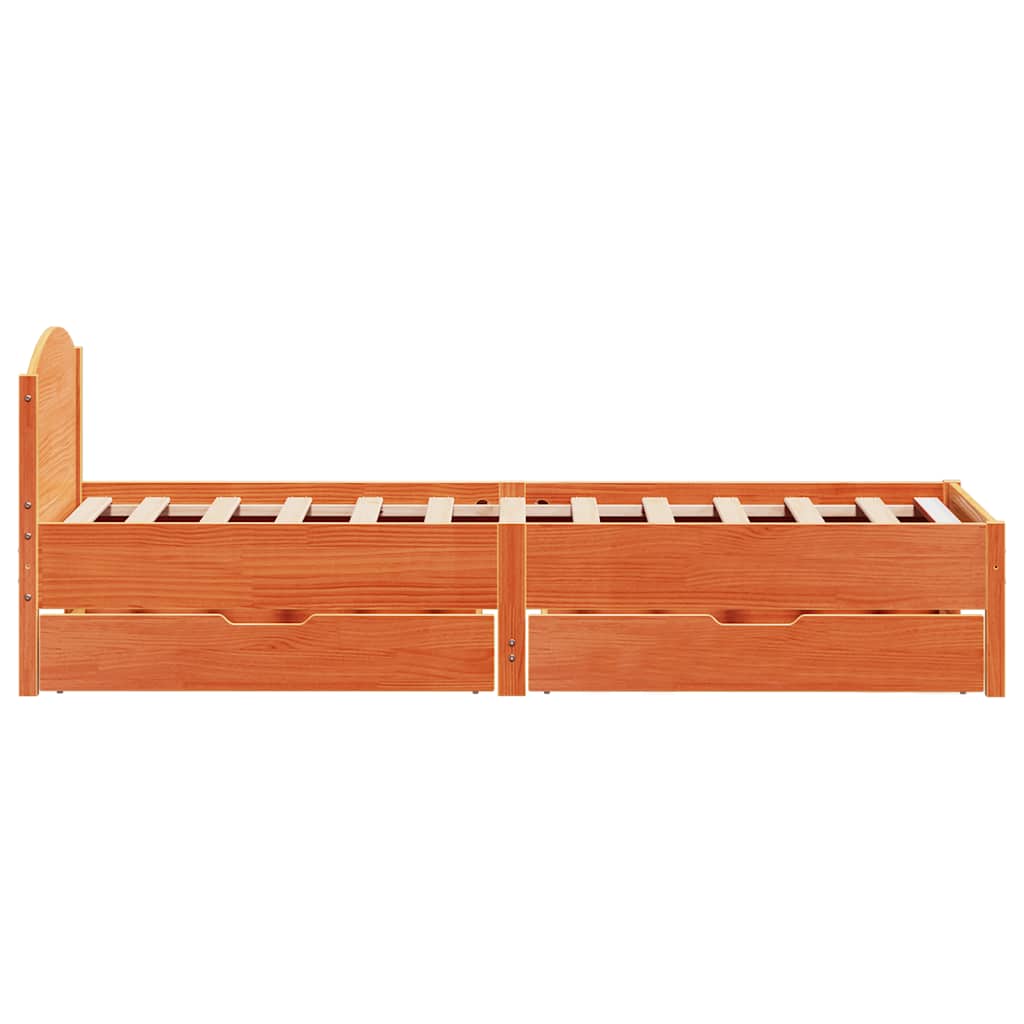 Letto senza Materasso Marrone Cera 75x190 cm in Legno di Pino | homemem39