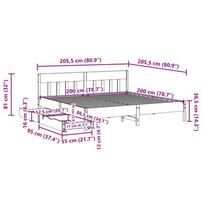 Giroletto senza Materasso Bianco 200x200 cm Legno Massello Pino | homemem39