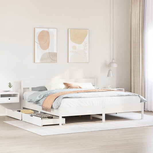 Giroletto senza Materasso Bianco 200x200 cm Legno Massello Pino | homemem39