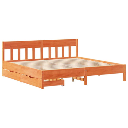 Letto senza Materasso Marrone Cera 200x200 cm in Legno di Pino