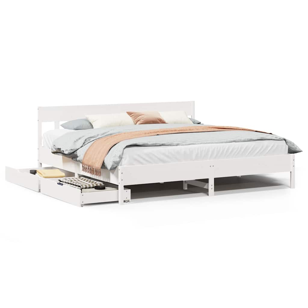 Letto senza Materasso Bianco 180x200 cm Legno Massello di Pino - homemem39