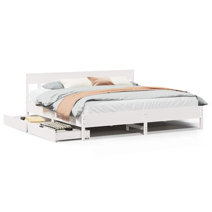 Letto senza Materasso Bianco 180x200 cm Legno Massello di Pino - homemem39