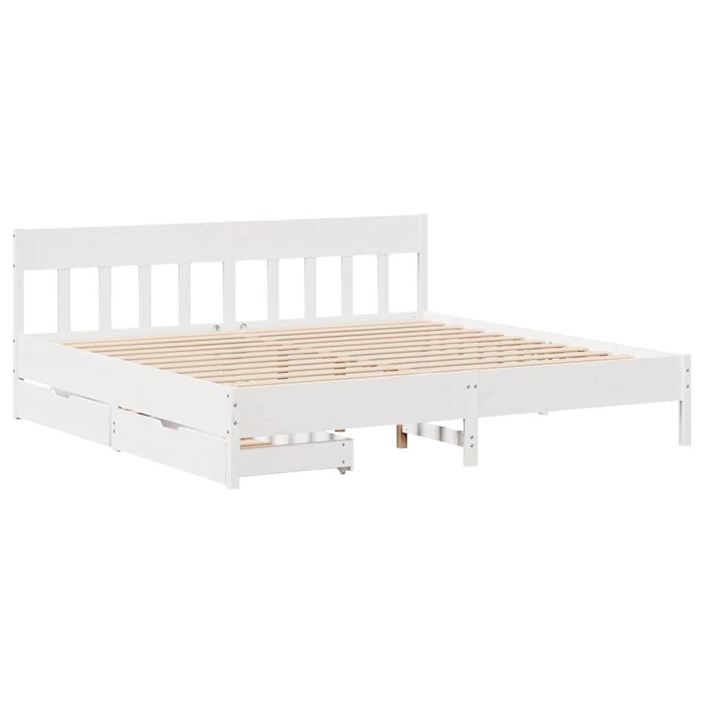Letto senza Materasso Bianco 180x200 cm Legno Massello di Pino - homemem39