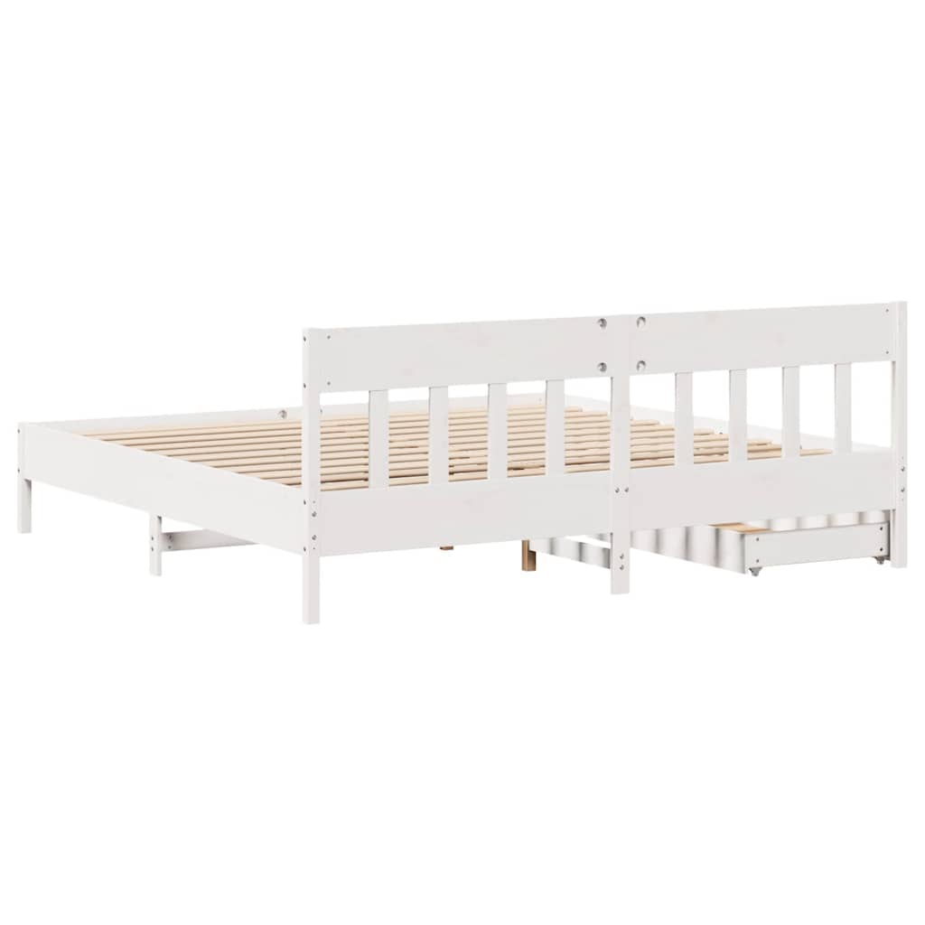 Letto senza Materasso Bianco 180x200 cm Legno Massello di Pino - homemem39