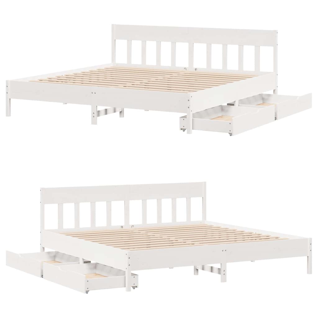 Letto senza Materasso Bianco 180x200 cm Legno Massello di Pino - homemem39