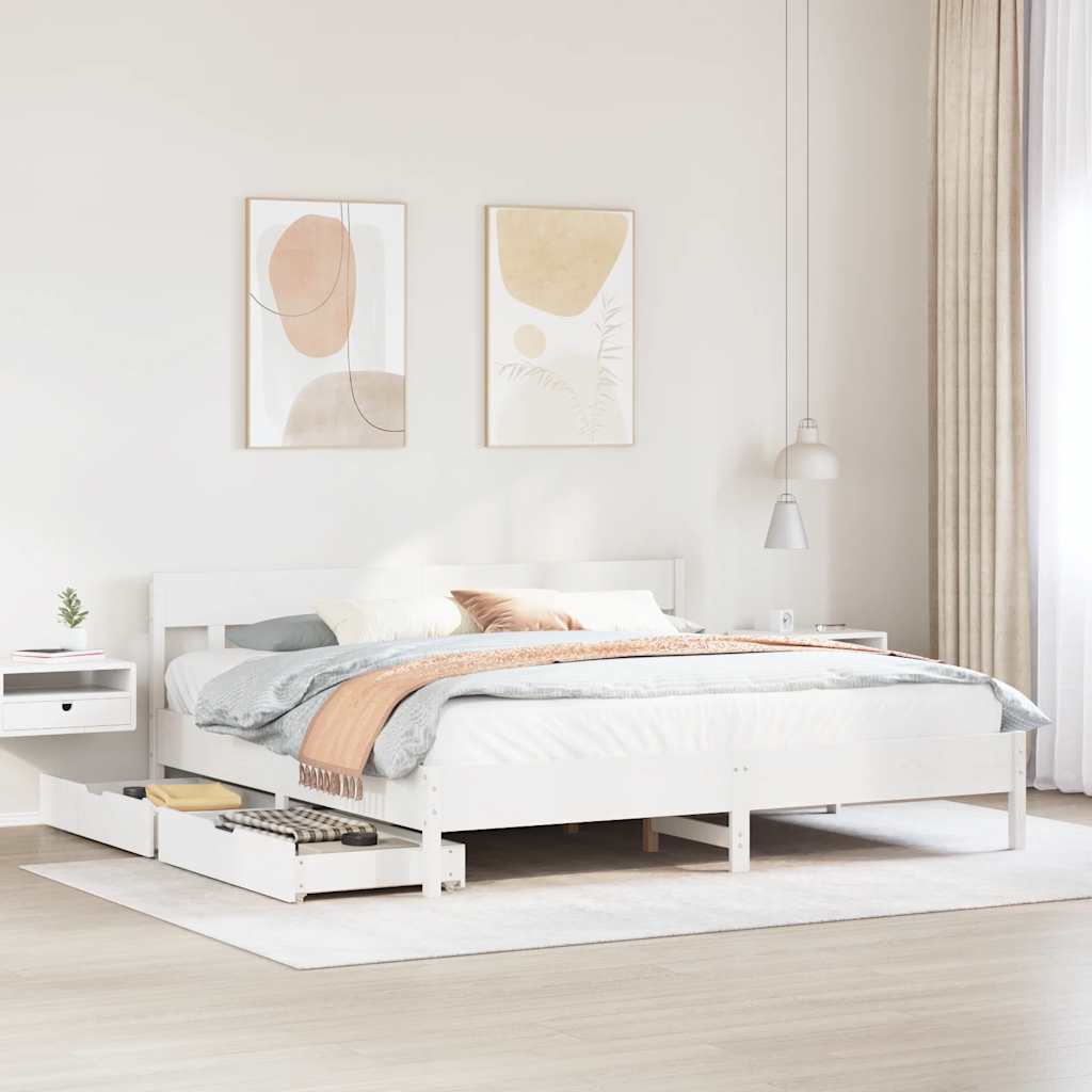 Letto senza Materasso Bianco 180x200 cm Legno Massello di Pino - homemem39