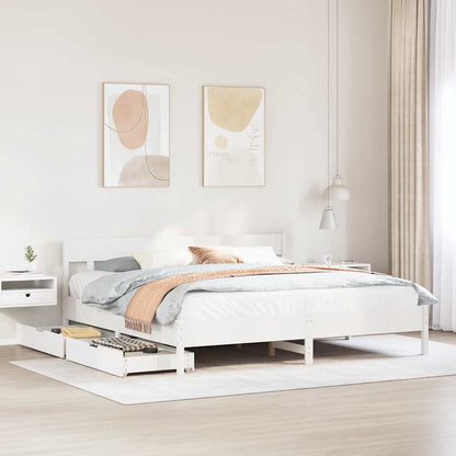 Letto senza Materasso Bianco 180x200 cm Legno Massello di Pino - homemem39