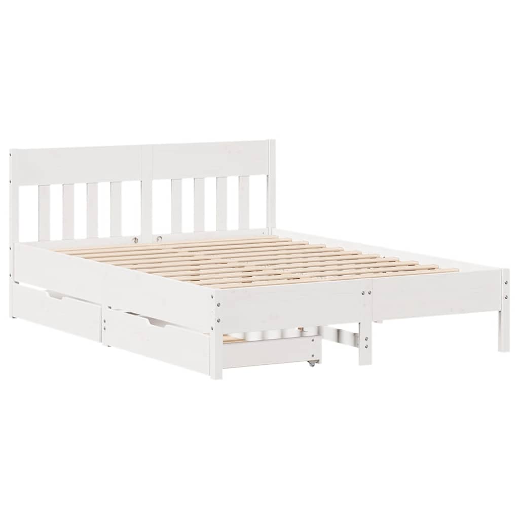 Letto senza Materasso Bianco 160x200 cm Legno Massello di Pino - homemem39