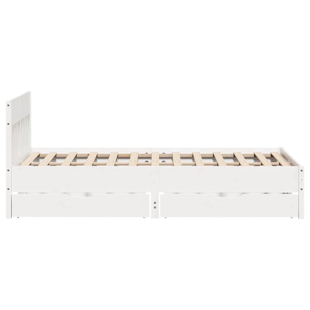 Letto senza Materasso Bianco 160x200 cm Legno Massello di Pino - homemem39