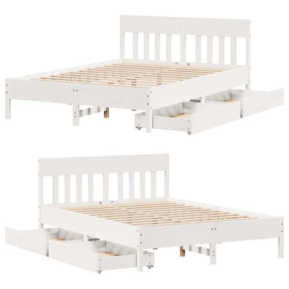 Letto senza Materasso Bianco 160x200 cm Legno Massello di Pino - homemem39