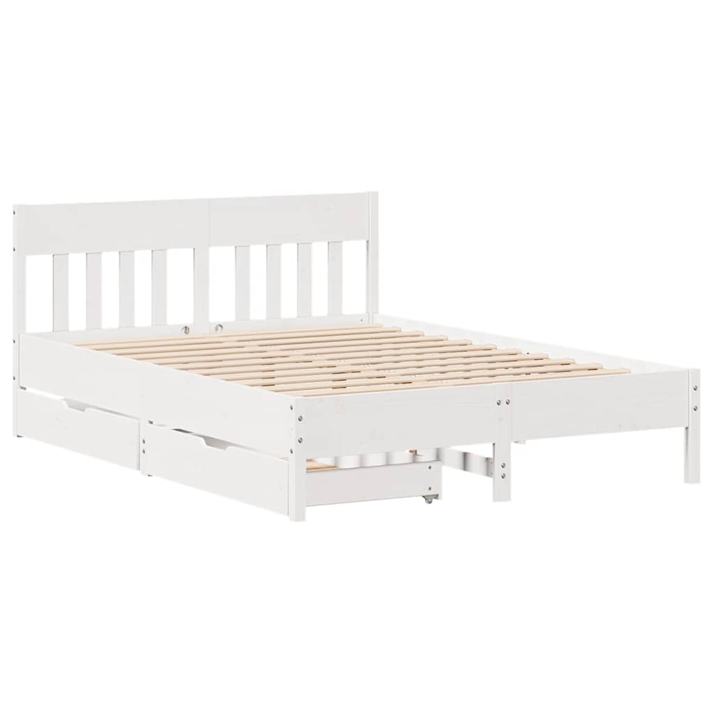 Letto senza Materasso Bianco 150x200 cm Legno Massello di Pino | homemem39