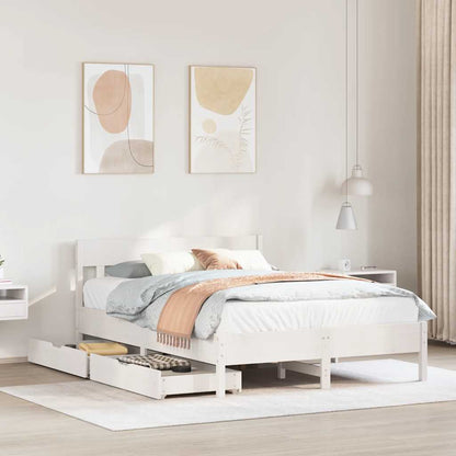 Letto senza Materasso Bianco 150x200 cm Legno Massello di Pino | homemem39
