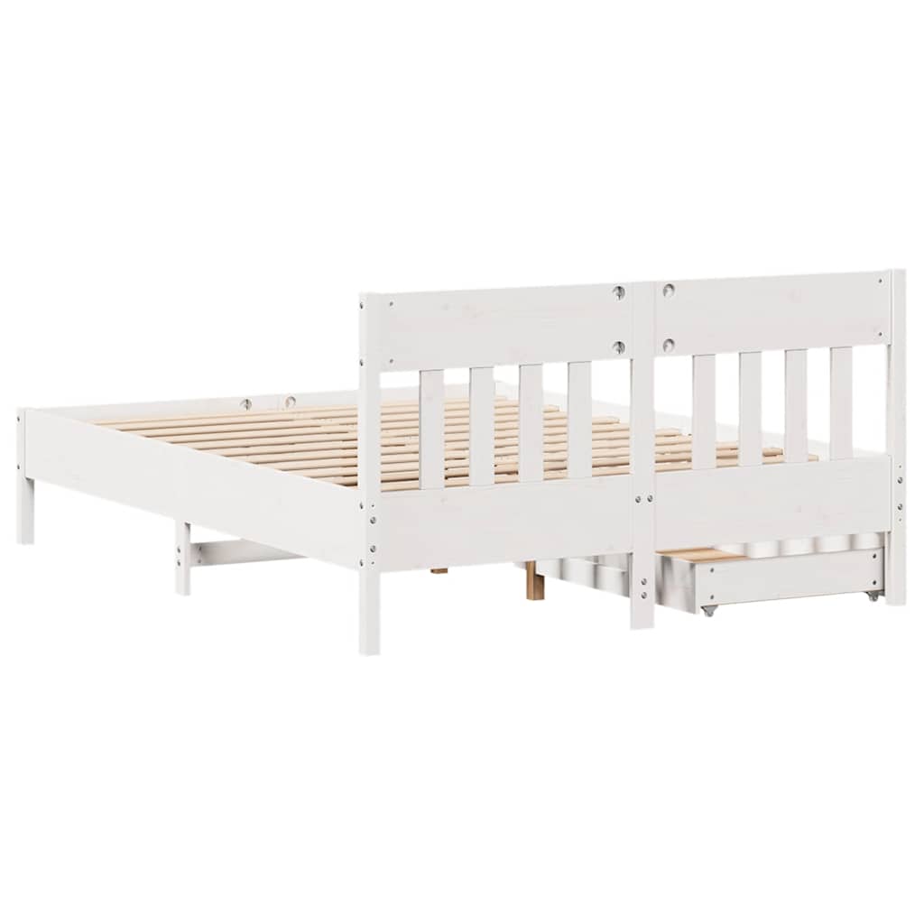 Letto senza Materasso Bianco 140x200 cm Legno Massello di Pino